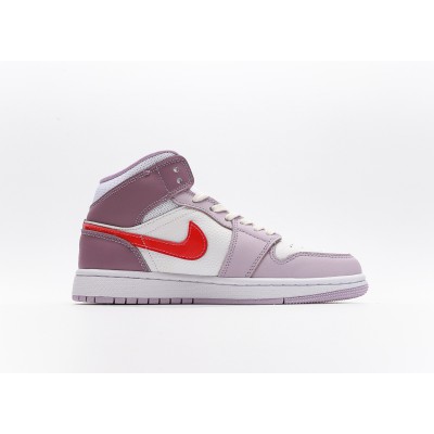 NIKE Air Jordan AJ1 new color matching AJ1 pink purple Valentine's Day non-slip wear-resistant middle help retro basketball shoes men and women DR0174-500